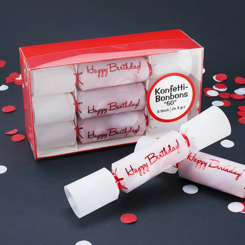 Konfetti-Bonbons zum 50. Geburtstag 6-tlg.