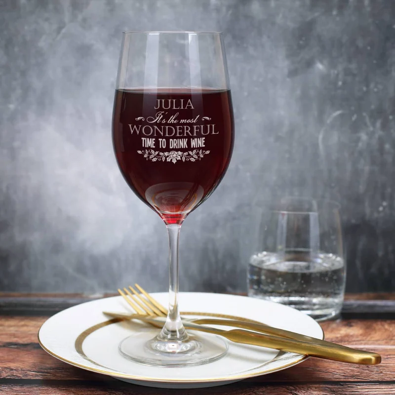 Its the most wonderful time to drink wine - Weinglas mit Name