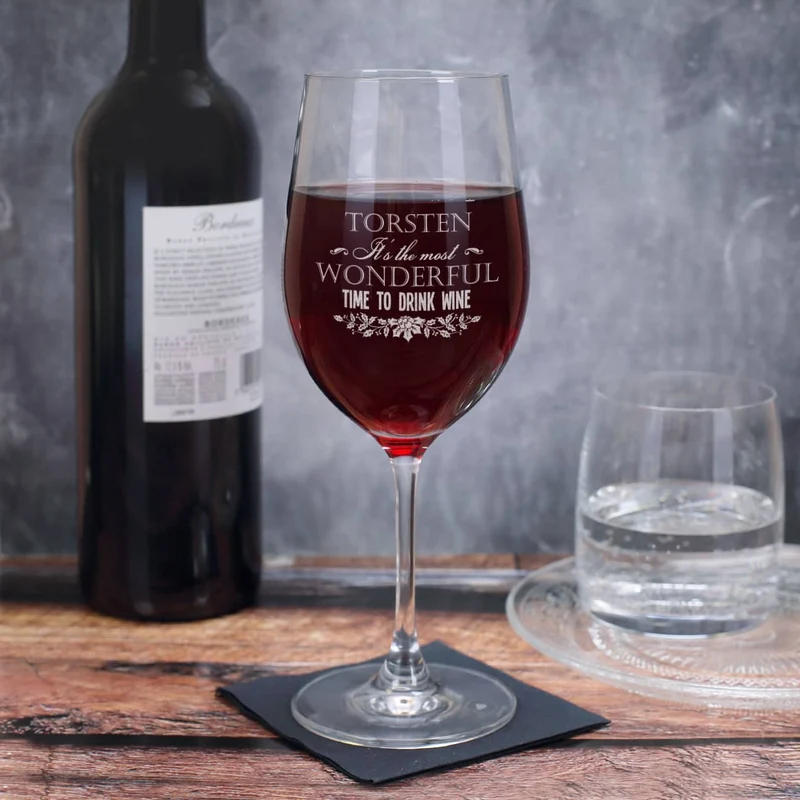 Its the most wonderful time to drink wine - Weinglas mit Name