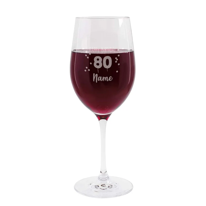 Happy Birthday 80 - graviertes Weinglas mit Name