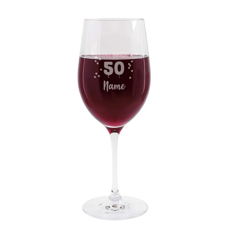 Happy Birthday 50 - graviertes Weinglas zum 50. Geburtstag mit Name