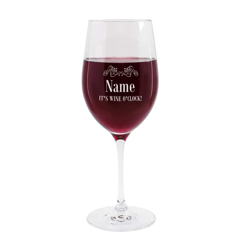 Graviertes Weinglas IT'S WINE O'CLOCK! mit Name
