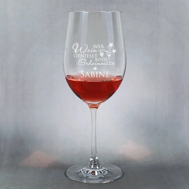 graviertes Weinglas WER WEIN GENIESST... mit Wunschname
