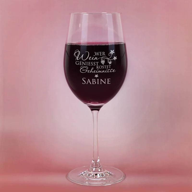 graviertes Weinglas WER WEIN GENIESST... mit Wunschname