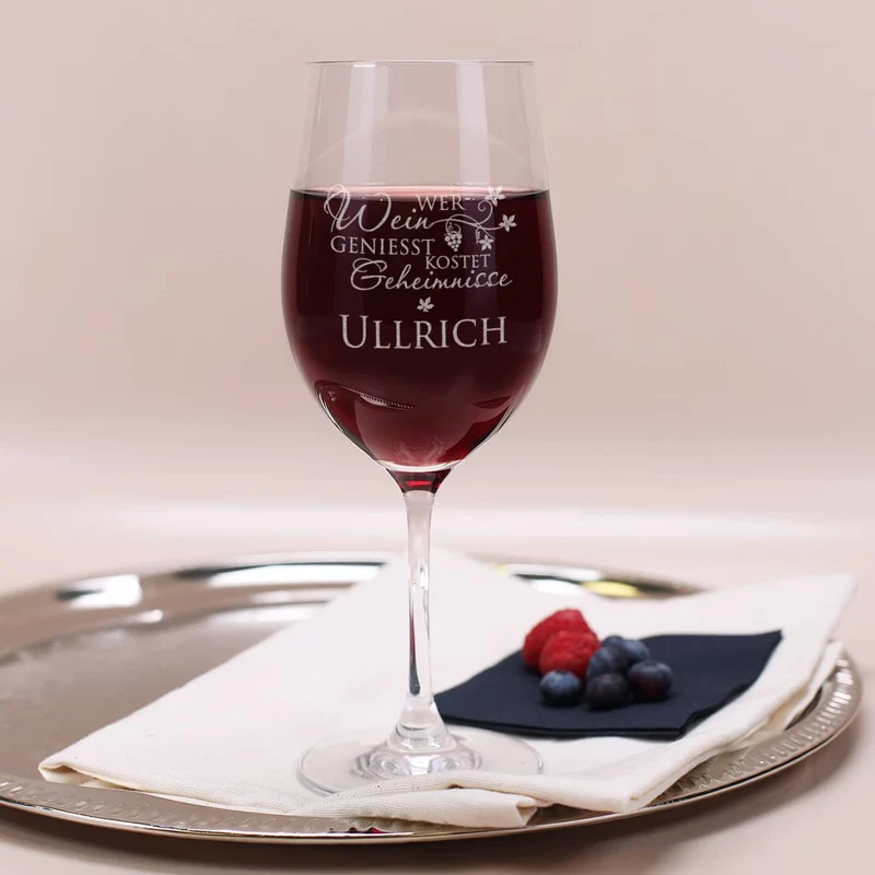 graviertes Weinglas WER WEIN GENIESST... mit Wunschname