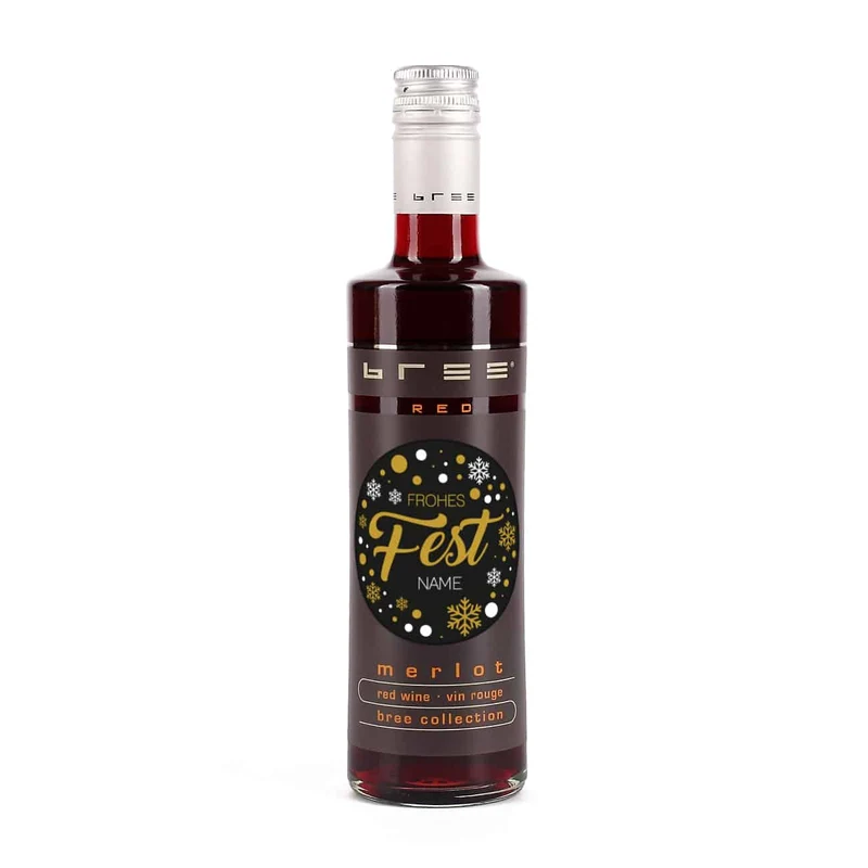 Frohes Fest - kleine BREE Weinflasche mit Name