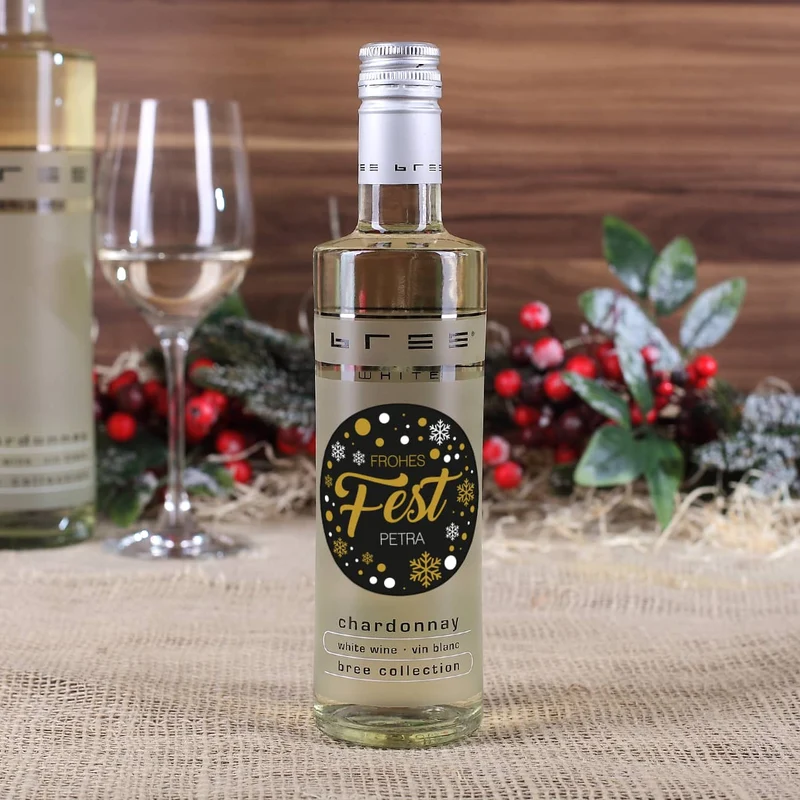 Frohes Fest - kleine BREE Weinflasche mit Name