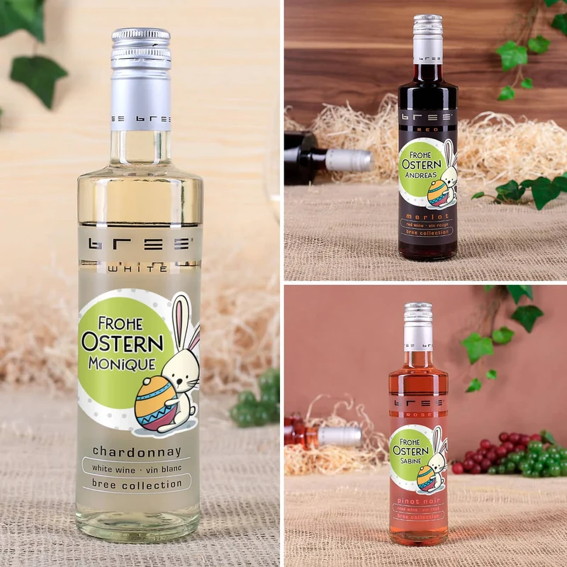 Bree Wein mit niedlichem Osterhasen und Wunschname zu Ostern