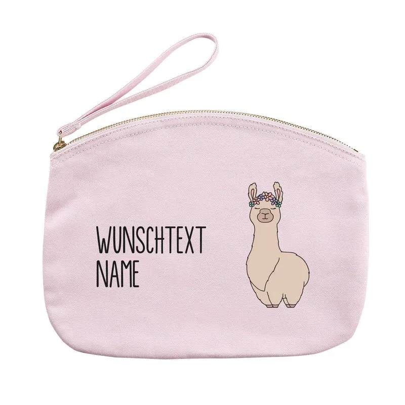 Beautycase in rosa mit niedlichem Lama