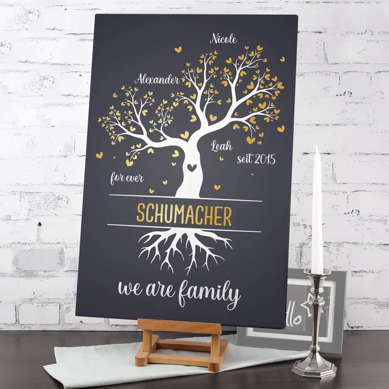 We are family - Leinwand mit Familienbaum und Ihren Namen