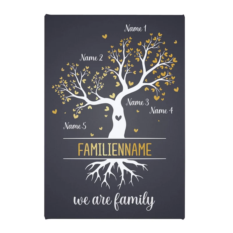 We are family - Leinwand mit Familienbaum und Ihren Namen