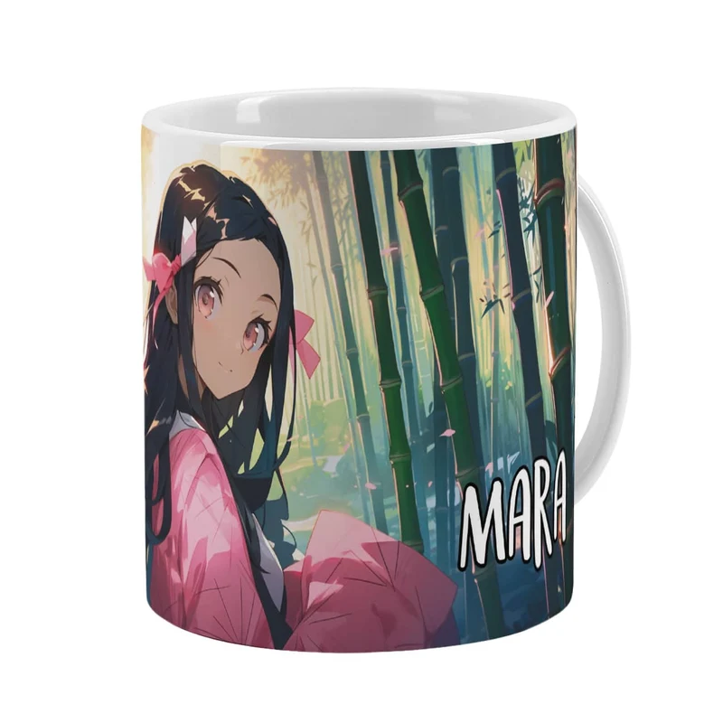 Coole Anime Tasse mit sechs Charakteren und Name