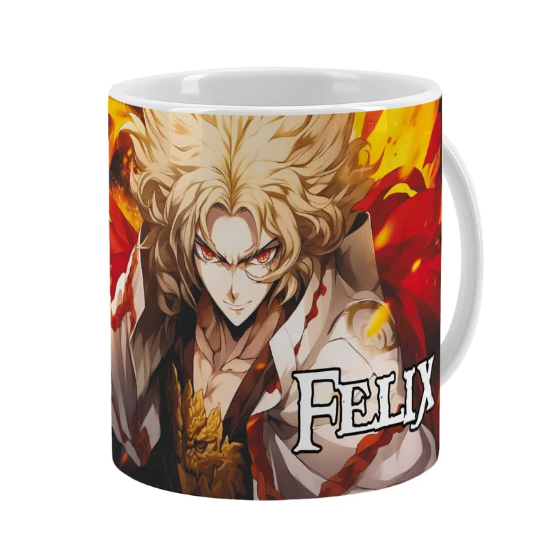 Coole Anime Tasse mit sechs Charakteren und Name