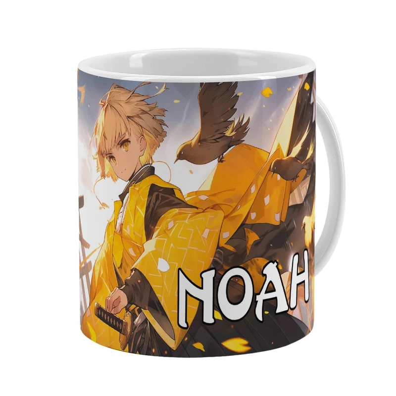 Coole Anime Tasse mit sechs Charakteren und Name