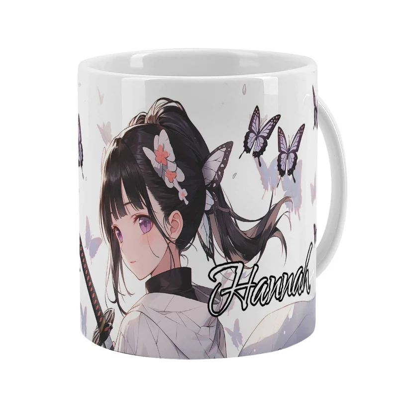 Coole Anime Tasse mit sechs Charakteren und Name
