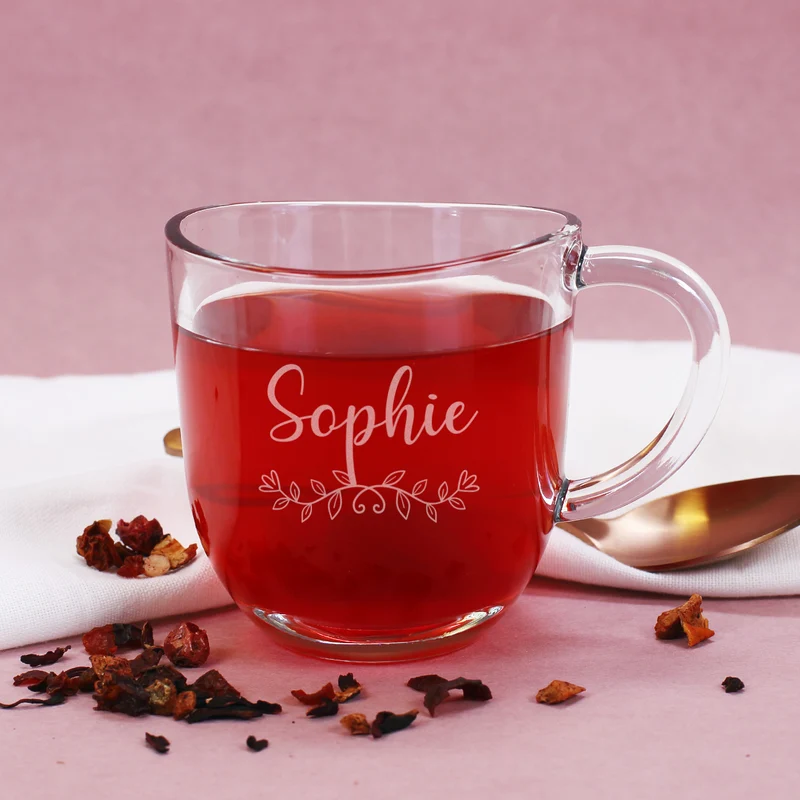 Graviertes Teeglas von Leonardo mit Namensgravur und Ornament-Motiv