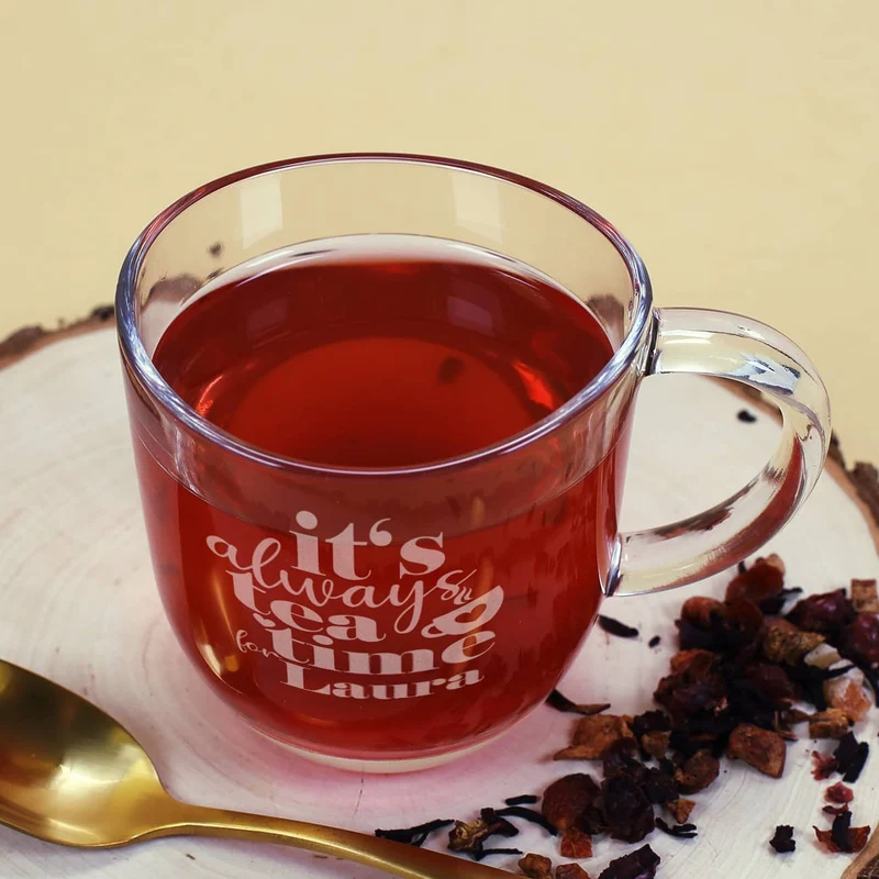 Teeglas - it's always tea time for - mit Namensgravur
