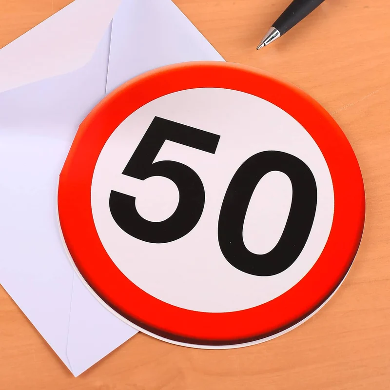 Karte mit Verkehrszeichen zum 50. Geburtstag