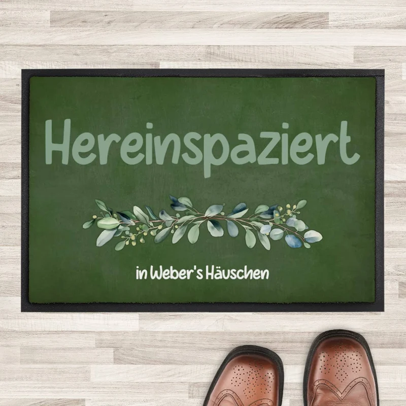 Persönliche Eukalyptus-Fußmatte mit Ihrem Text - 2 Größen auswählbar