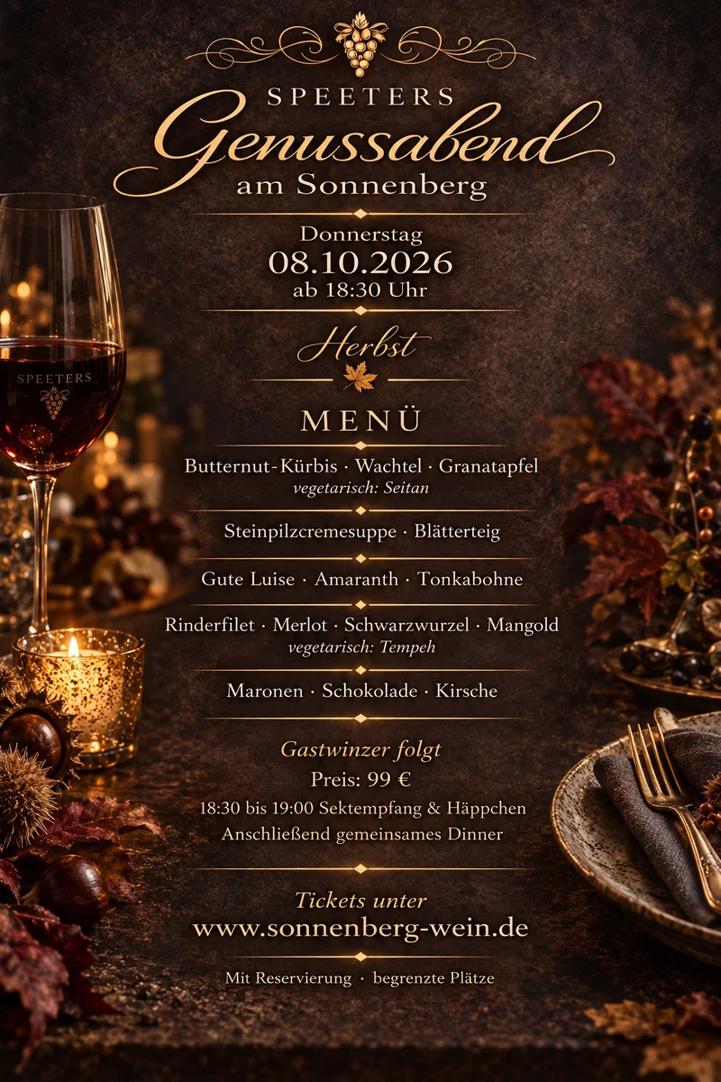 Ticket - Speeter Genussabend – Wine & Dine 08.10.206