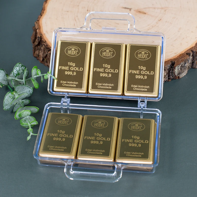 Großer Gold Koffer mit Schokolade | Geldgeschenk