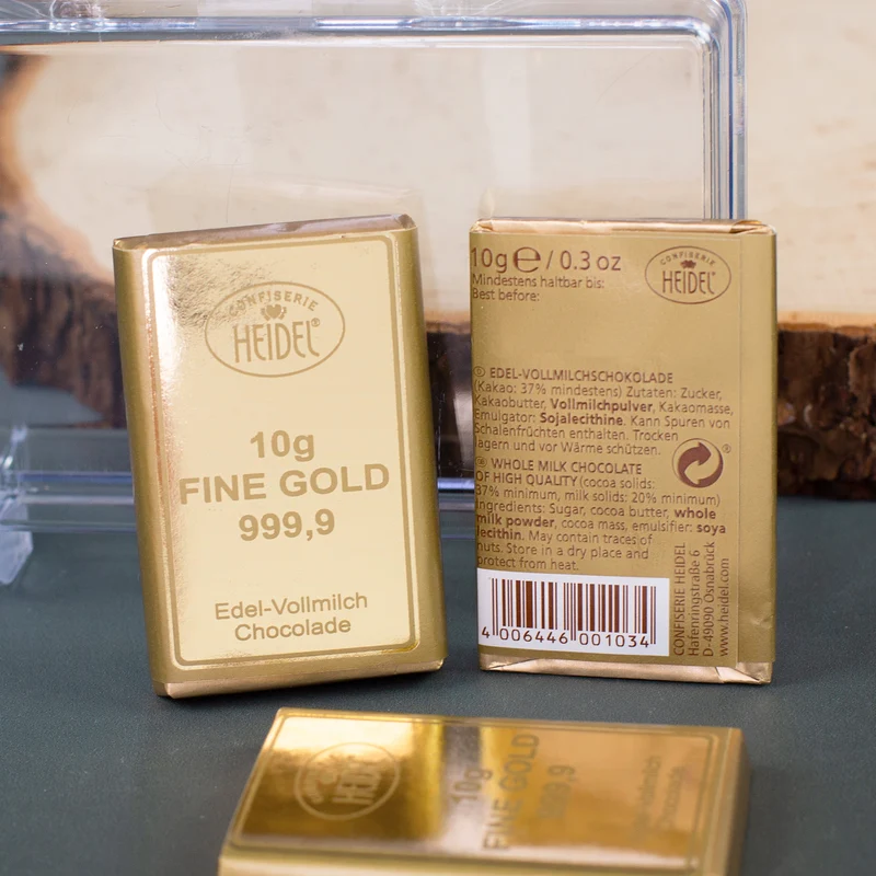 Großer Gold Koffer mit Schokolade | Geldgeschenk