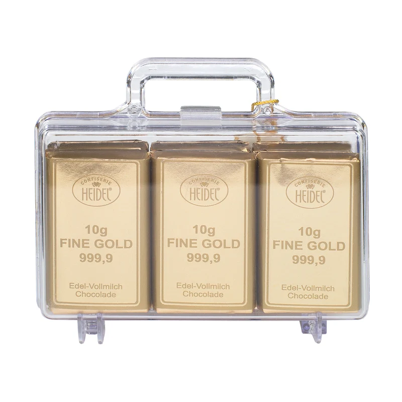 Großer Gold Koffer mit Schokolade | Geldgeschenk