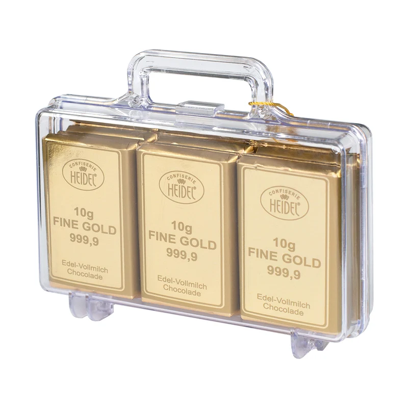 Großer Gold Koffer mit Schokolade | Geldgeschenk