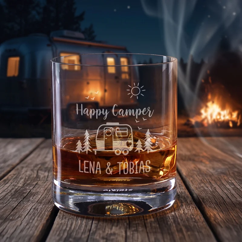 Personalisiertes Whisky Glas für Camper mit Gravur | Camping Whiskeyglas 320 ml