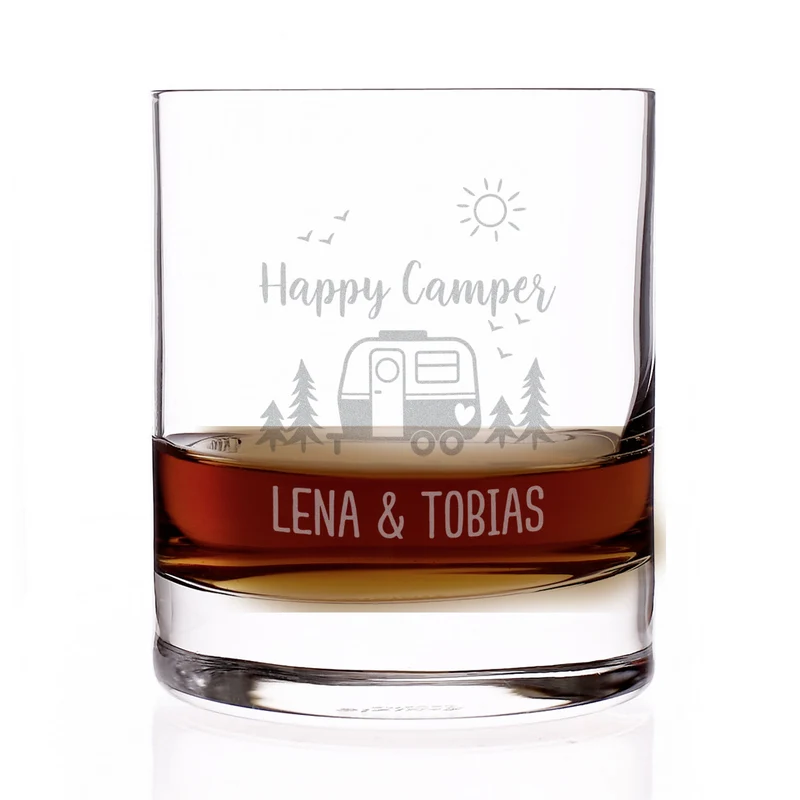 Personalisiertes Whisky Glas für Camper mit Gravur | Camping Whiskeyglas 320 ml
