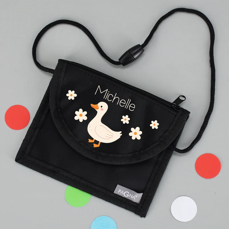 Brustbeutel personalisierbar mit Name & Enten Motiv | Geschenk für Mädchen | Farbauswahl