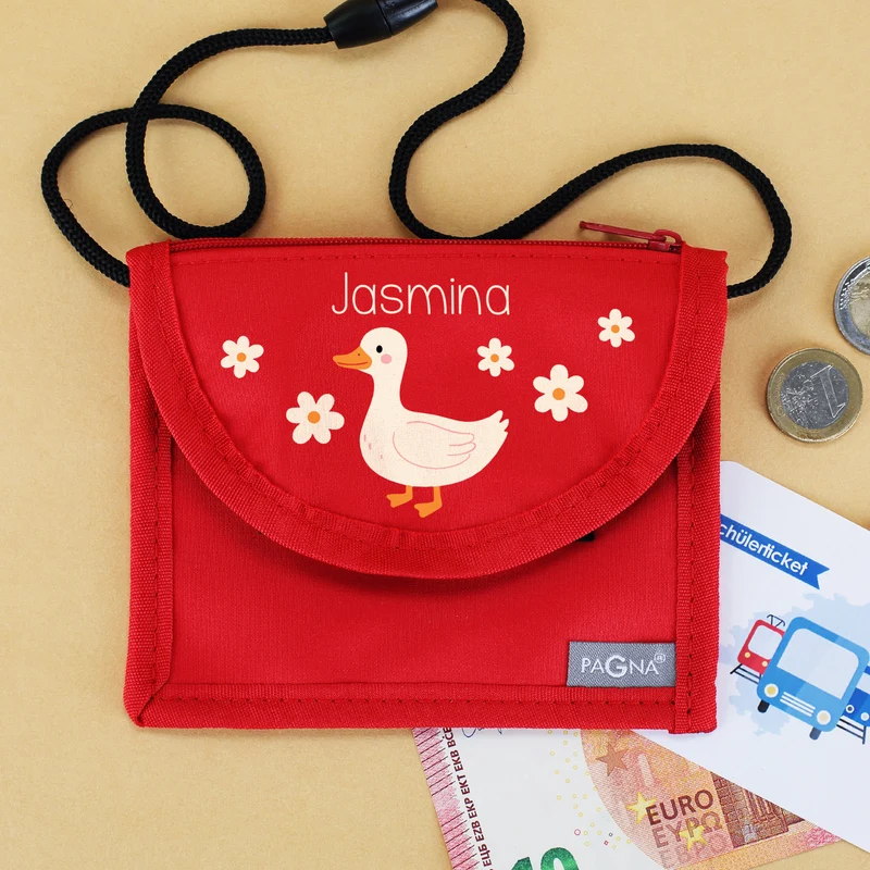 Brustbeutel personalisierbar mit Name & Enten Motiv | Geschenk für Mädchen | Farbauswahl