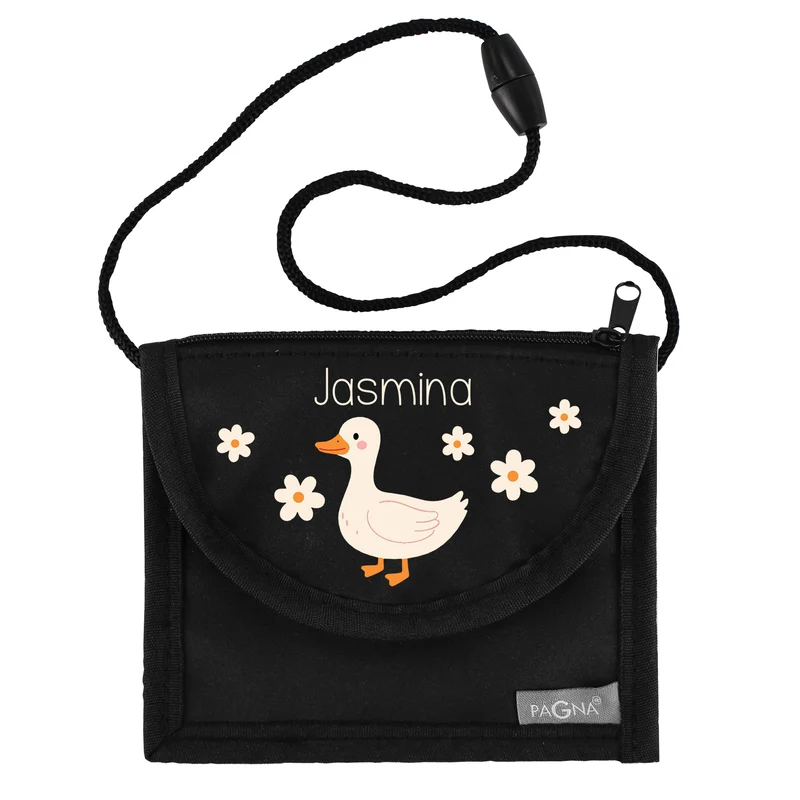 Brustbeutel personalisierbar mit Name & Enten Motiv | Geschenk für Mädchen | Farbauswahl