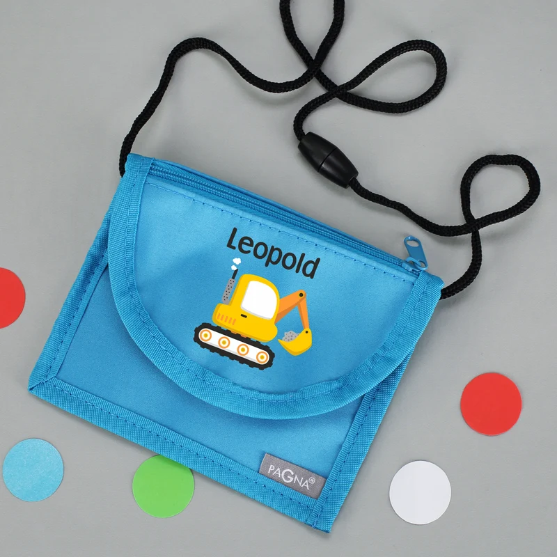 Personalisierter Brustbeutel mit Name & Bagger | Geschenk für Jungen | Farbauswahl