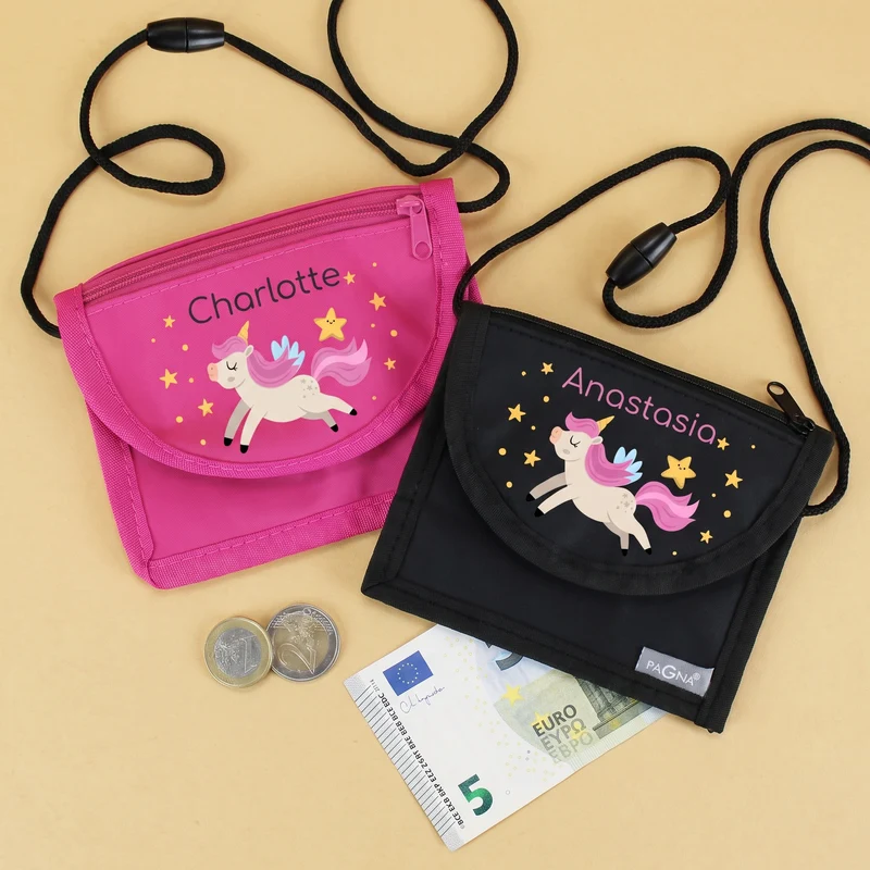 Einhorn Brustbeutel personalisiert mit Name | Geschenk für Mädchen | Farbauswahl