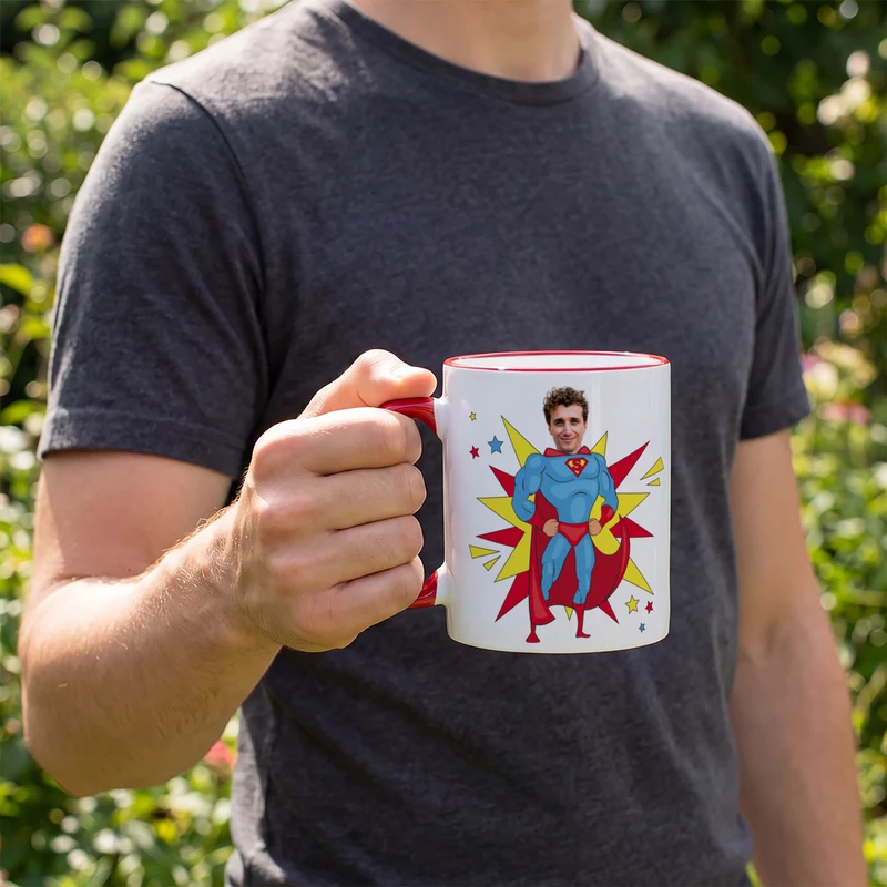 Personalisierte Superhelden Tasse mit Foto & Wunschtext | Männer Geschenk für Papa, Kollegen & Helden