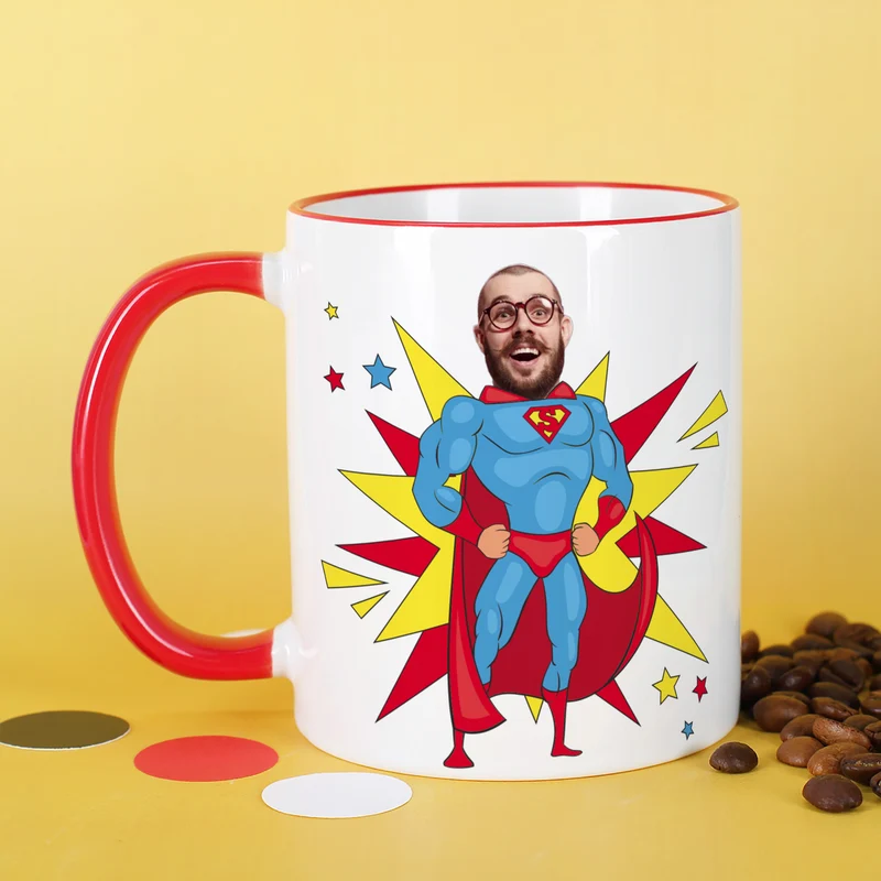 Personalisierte Superhelden Tasse mit Foto & Wunschtext | Männer Geschenk für Papa, Kollegen & Helden