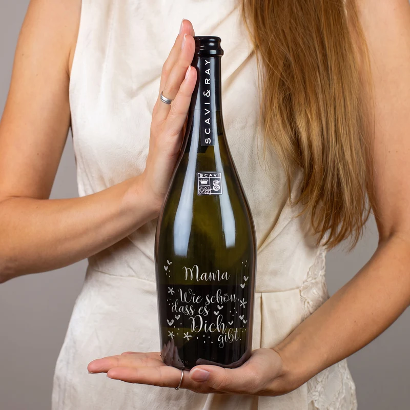 Scavi & Ray Prosecco Frizzante "Wie schön dass es dich gibt" personalisiert mit Name als Geschenk