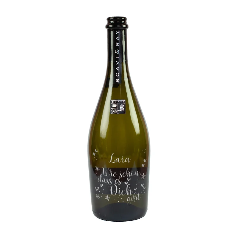 Scavi & Ray Prosecco Frizzante "Wie schön dass es dich gibt" personalisiert mit Name als Geschenk