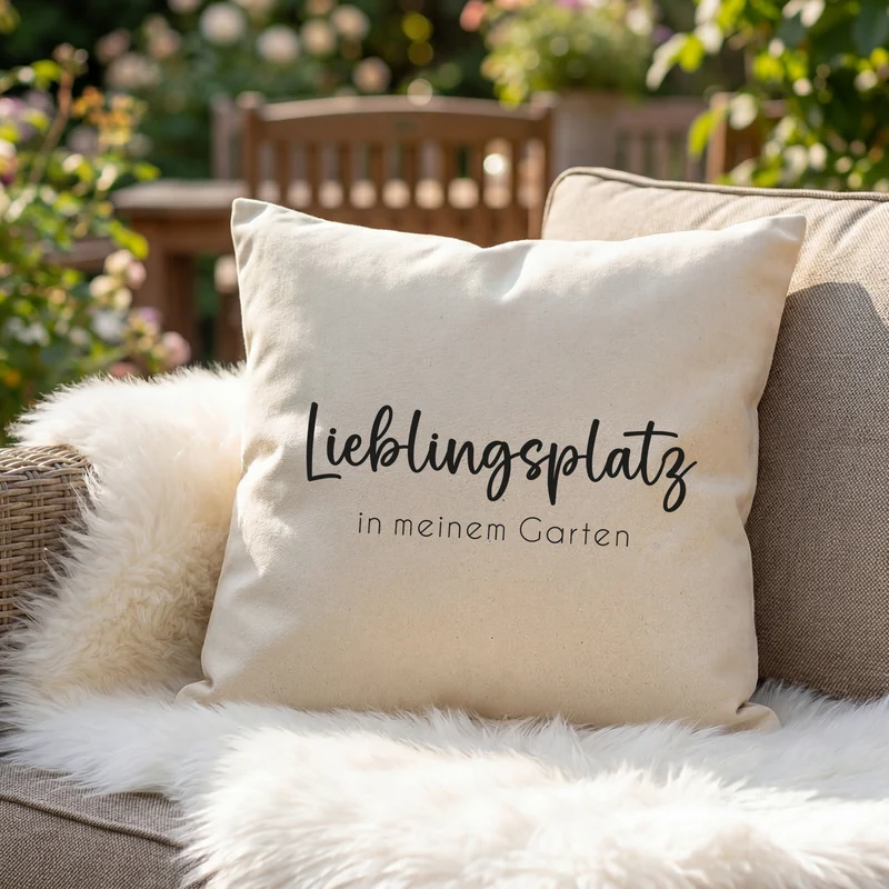 Personalisiertes Kissen 'Lieblingsplatz' mit Wunschtext | Geschenk zum Einzug & Hausbau für Wohnung