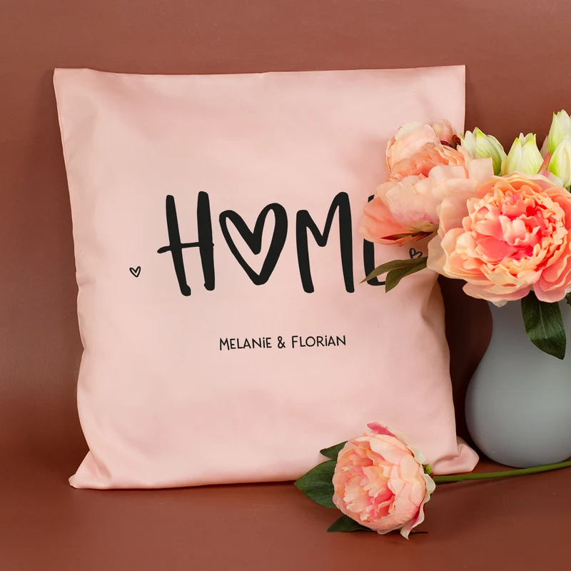 Personalisiertes HOME Kissen mit Wunschtext | Deko Geschenk zum Einzug, für neue Wohnung & Zuhause