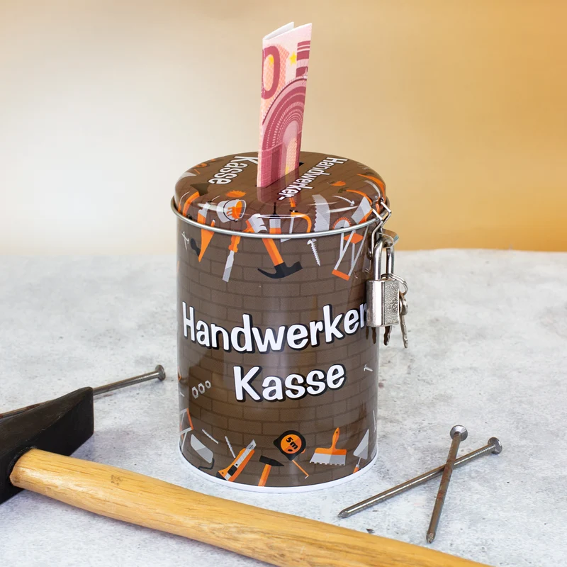 Metall Spardose als Handwerker Kasse
