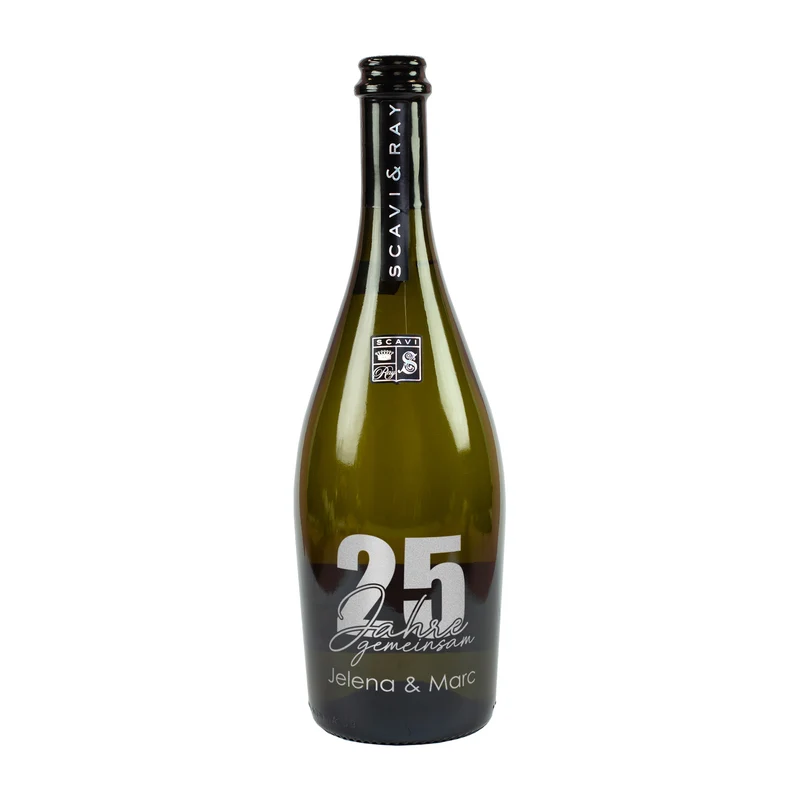 Scavi & Ray Prosecco Flasche mit Namensgravur als Geschenk zur Silberhochzeit | 750 ml