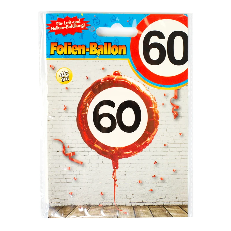 Folienballon Verkehrsschild 60 | Luftballon zum 60. Geburtstag