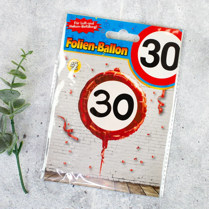 Folienballon Verkehrsschild 30 | Luftballon zum 30. Geburtstag