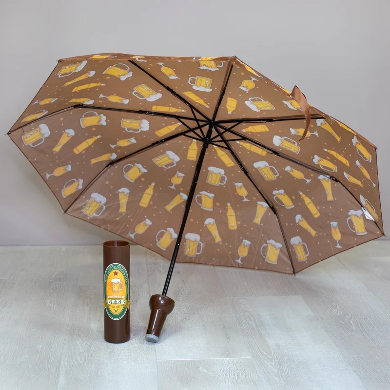Taschen Regenschirm als Bierflasche