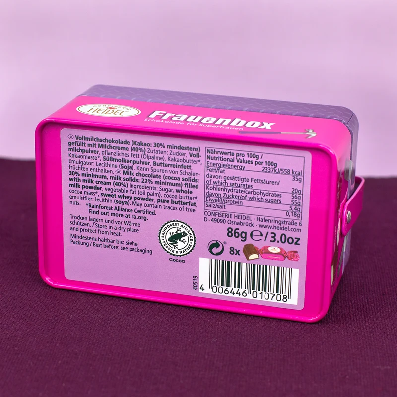 Frauenbox mit Schokolade im Werkzeugkasten