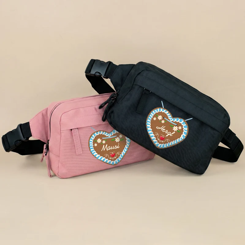 Bauchtasche mit Lebkuchenherz & Name personalisiert | Crossbody Bag für Volksfest, Frauen & Männer