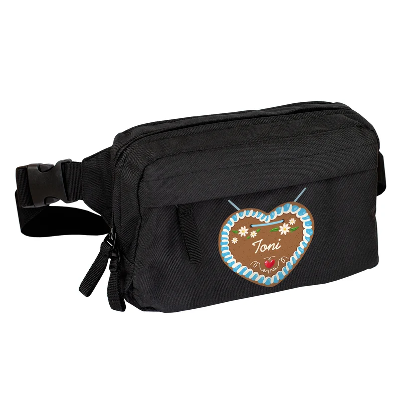 Bauchtasche mit Lebkuchenherz & Name personalisiert | Crossbody Bag für Volksfest, Frauen & Männer