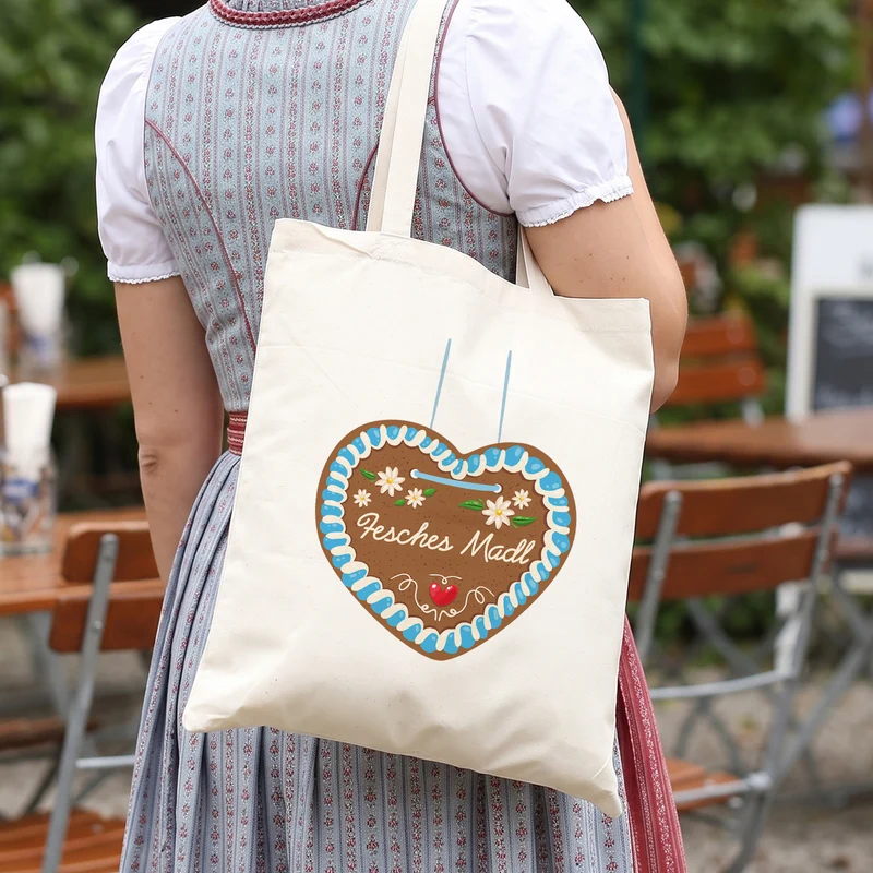 Stoffbeutel mit Lebkuchenherz & Name personalisiert | Tasche für Volksfest, Bierfest & Kirmes